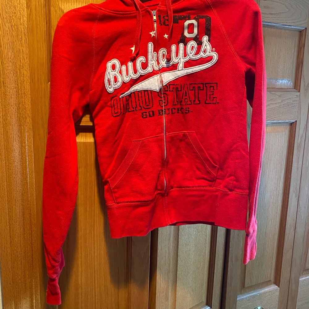 Red Ohio State zip up hoodie
